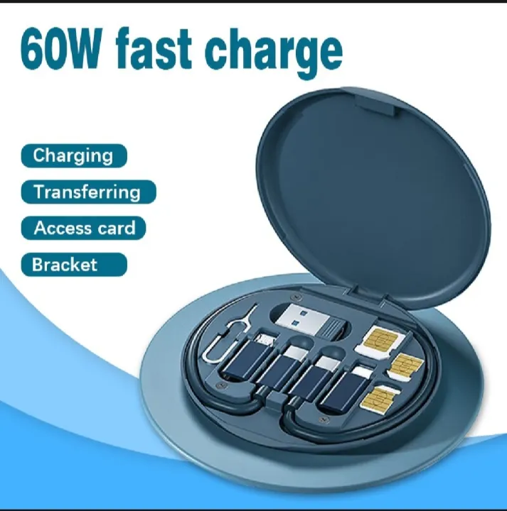 Mini Data Cable Set Storage Box 60w Quick Charge Multi Function Data Cable Mobile Phone Holder Storage Box